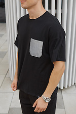 Schwarzes Baumwoll-T-Shirt mit reflektierender Tasche TUR WEAR 8037089 Foto №2