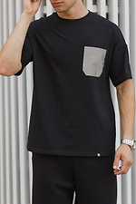Чорна бавовняна футболка з рефлективною кишенею TUR WEAR 8037089 фото №3