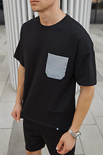 Чорна бавовняна футболка з рефлективною кишенею TUR WEAR 8037089 фото №4