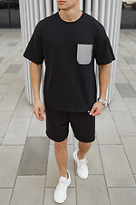 Черная хлопковая футболка с рефлективным карманом TUR WEAR 8037089 фото №5