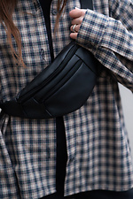 Semicircular belt bag banana made of black leatherette with two compartments Mamakazala 8038089 photo №1