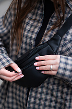 Semicircular belt bag banana made of black leatherette with two compartments Mamakazala 8038089 photo №2