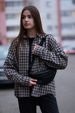 Semicircular belt bag banana made of black leatherette with two compartments Mamakazala 8038089 photo №4