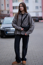 Semicircular belt bag banana made of black leatherette with two compartments Mamakazala 8038089 photo №6
