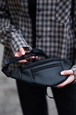 Semicircular belt bag banana made of black leatherette with two compartments Mamakazala 8038089 photo №8