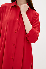 Красное платье рубашка RENATA длиной миди со складками Garne 3038091 фото №4