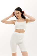 NAYA white ribbed knitted suit: high-rise cycling shorts and crop top Garne 3040091 photo №1