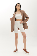 NAYA white ribbed knitted suit: high-rise cycling shorts and crop top Garne 3040091 photo №2