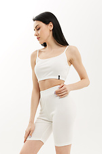 NAYA white ribbed knitted suit: high-rise cycling shorts and crop top Garne 3040091 photo №4