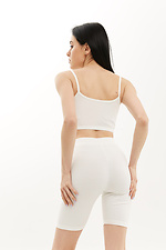NAYA white ribbed knitted suit: high-rise cycling shorts and crop top Garne 3040091 photo №5