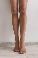 A set of three pairs of 15 denier knee high nylon knee socks in beige  8055091 photo №3