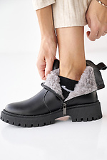 Damskie skórzane buty zimowe w kolorze czarnym  2505092 zdjęcie №8
