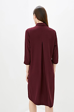 Бордовое платье рубашка RENATA длиной миди со складками Garne 3038092 фото №3