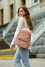Маленький женский рюкзак из качественного кожзама цвета пудры SamBag 8045093 фото №3