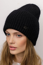 Black angora hat with wide lapel Garne 4496094 photo №1