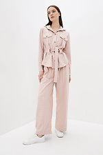 Розовая шерстяная рубашка ORUSYA-R с поясом и большими карманами Garne 3038095 фото №2