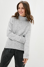 Серый шерстяной свитер с высоким горлом 4038095 фото №1