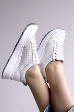 White women's perforated sneakers  4206095 photo №2