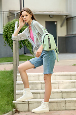 Маленький жіночий рюкзак з якісного шкірозамінника м'ятного кольору SamBag 8045095 фото №2
