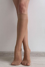 Set of 3 pairs of 20 denier nylon knee high knee socks in beige  8055095 photo №4