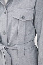 Серая шерстяная рубашка ORUSYA-R с поясом и большими карманами Garne 3038096 фото №4
