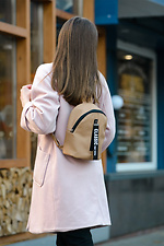 Маленький женский рюкзак из качественного кожзама бежевого цвета SamBag 8045096 фото №1