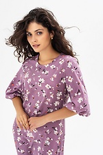 Sukienka z bufiastymi rękawami w fioletowy kwiatowy print. Garne 3041097 zdjęcie №2