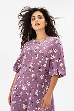Dress with puff sleeves in purple floral print. Garne 3041097 photo №3
