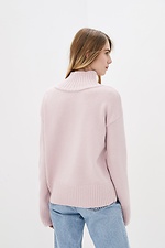 Розовый шерстяной свитер оверсайз с высоким горлом  4038097 фото №3