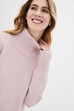 Розовый шерстяной свитер оверсайз с высоким горлом  4038097 фото №4