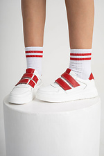 White velcro sneakers with red inserts 4206097 photo №2