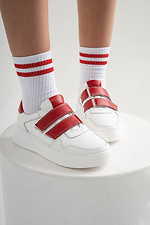 White velcro sneakers with red inserts 4206097 photo №3