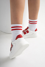 White velcro sneakers with red inserts 4206097 photo №4