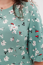 Сукня з пишними рукавами м'ятного кольору в квітковий принт Garne 3041098 фото №8