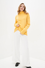 Желтый шерстяной свитер оверсайз с высоким горлом 4038098 фото №2