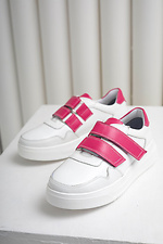 White velcro sneakers with bright inserts  4206098 photo №2