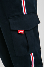 Джинсовый брючный комбинезон черного цвета с длинными рукавами и большими карманами GEN 8000098 фото №7