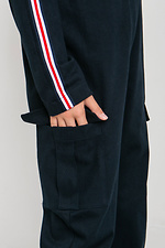 Джинсовий брючний комбінезон чорний з довгими рукавами і великими кишенями GEN 8000098 фото №8