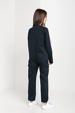 Джинсовый брючный комбинезон черного цвета с длинными рукавами и большими карманами GEN 8000098 фото №11