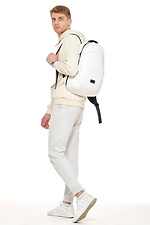Large white backpack made of quality leatherette with a laptop pocket SamBag 8045098 photo №2