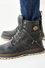 Чоловічі зимові шкіряні черевики чорного кольору  2505099 фото №3