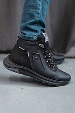 Winter leather sneakers for men black  8019099 photo №1