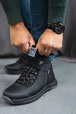 Winter leather sneakers for men black  8019099 photo №4