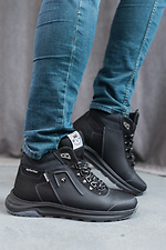Winter leather sneakers for men black  8019099 photo №5
