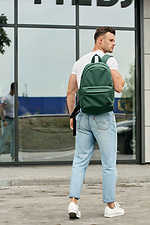 Large green backpack made of quality leatherette with a laptop pocket SamBag 8045099 photo №2
