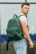 Large green backpack made of quality leatherette with a laptop pocket SamBag 8045099 photo №3