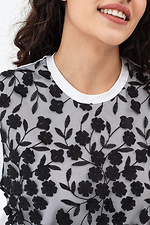 Трикотажная футболка ARYA белого цвета с кружевным чёрным полотном Garne 3042100 фото №8