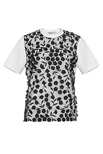 Dzianinowy T-shirt ARYA w kolorze białym z czarną koronką Garne 3042100 zdjęcie №9