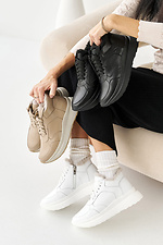Damskie zimowe skórzane sneakersy w kolorze białym  2505101 zdjęcie №2