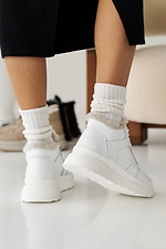 Damskie zimowe skórzane sneakersy w kolorze białym  2505101 zdjęcie №5